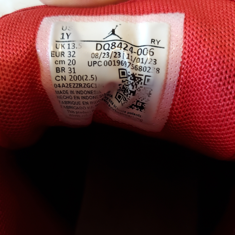 Nike Air Jordan Boys Black, Gray and Red High-Top Sneakers - Picture 3 of 3